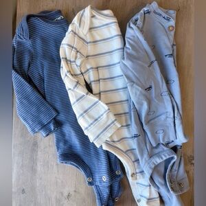 Carter's Blue and Cream Striped Bodysuit Trio